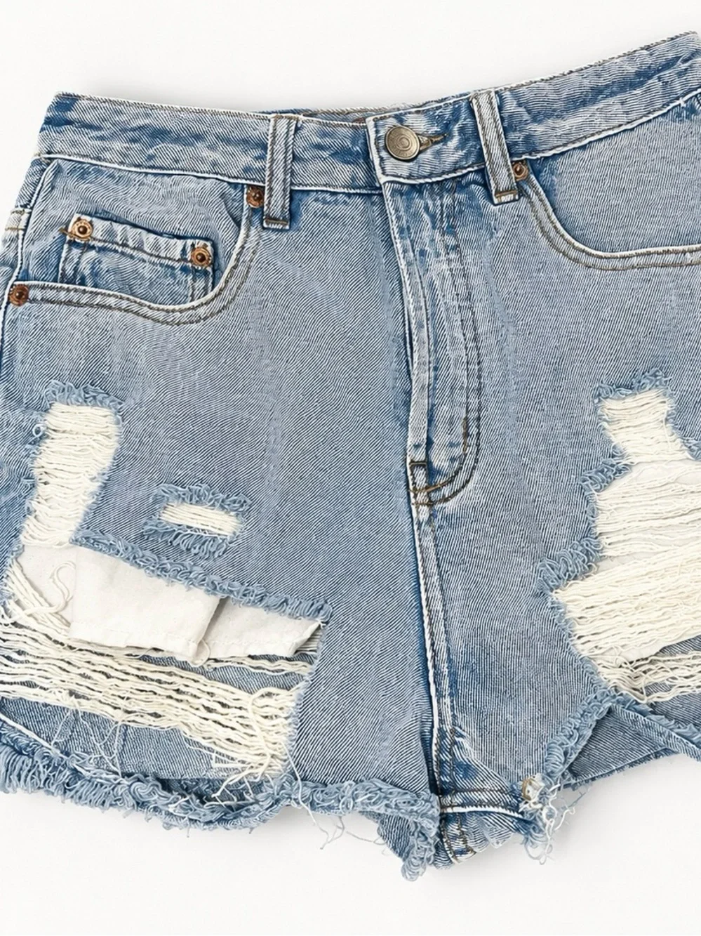 Signature 8 Distressed light Denim Shorts